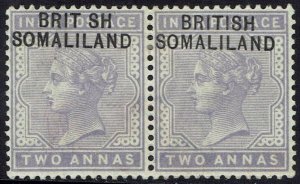 BRITISH SOMALILAND 1903 QV 2A PAIR ERROR BRIT SH