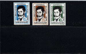 Uruguay #671-73 Gral Manuel Oribe Militarism politician revolution president MNH