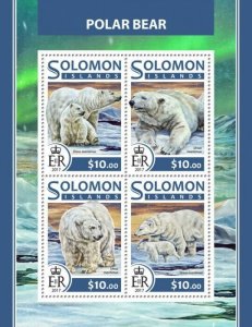 Solomon Islands Wild Animals Stamps 2017 MNH Polar Bears Bear Fauna 4v M/S