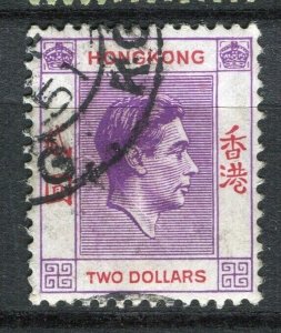 HONG KONG; 1938 early GVI issue fine used $2 value, Shade