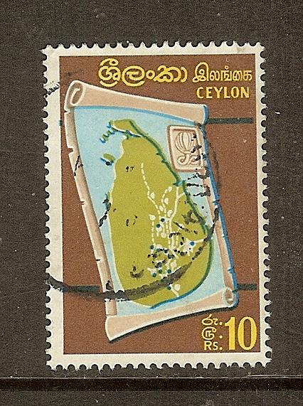 Ceylon, Scott #379B, 10r Map of Ceylon, Used