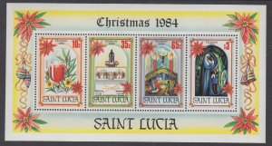 St Lucia 705a Christmas Souvenir Sheet MNH VF