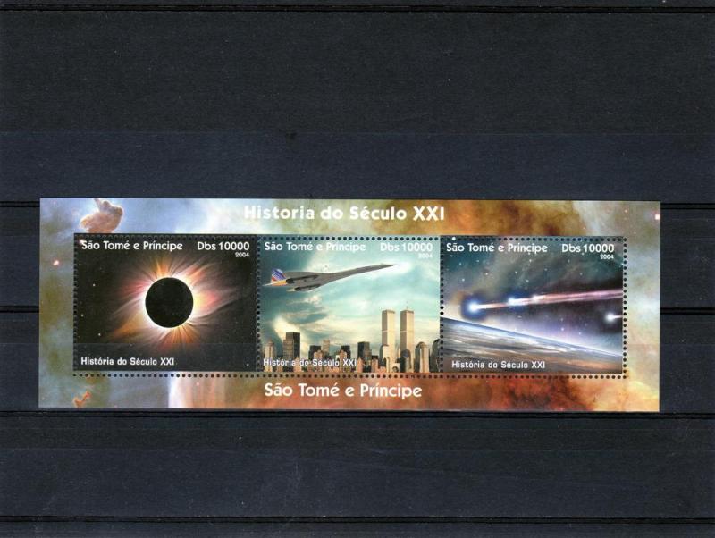 Sao Tome and Principe 2004 Halley's Comet/Space Compound (3) Perf.MNH