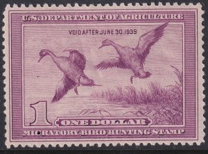 RW5 U.S. 1938 Federal Duck Stamp $1.00 MNH CV $425.00