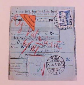 LATVIA  COD TRIANGLE  1939 RIGA
