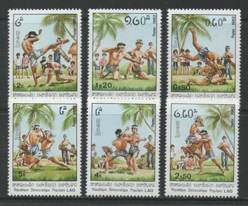 Thematic Stamps Sports - LAOS 1982 WRESTLING 6v 527/32 mint