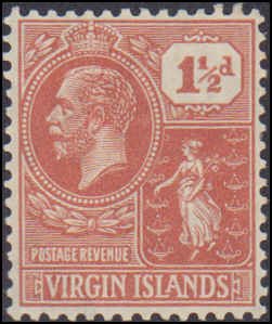 Virgin Islands #57, Incomplete Set, 1928, Hinged