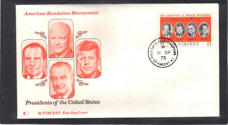 Int'l St. Vincent FDCs Honoring America's Bicentennial (Cachet-U/A) CV1116