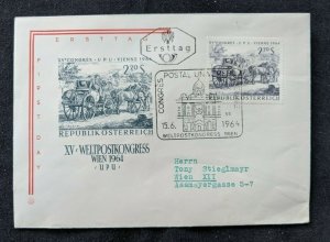 1964 Vienna Austria World Post Congress First Day Cover FDC