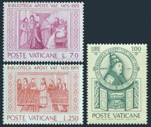 Vatican 582-584 blocks/4,MNH.Michel 667-669. Vatican Apostolic Library-50,1975.