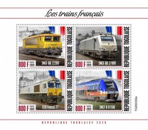 Togo - 2020 French Trains - 4 Stamp Sheet - TG200330a