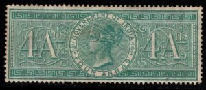 1886 India Government Special Adhesive Revenue Stamp 4 Annas Queen Victoria Used