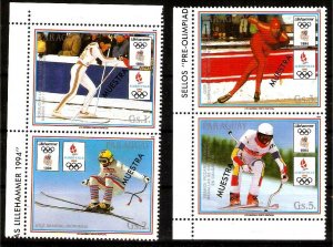 PARAGUAY 1989 SPORT OLYMPIC LILLEHAMMER SKIING SPECIMEN MUESTRA SET+MS Mi 4323-7