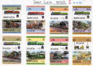 St.Lucia 1983 Sc#617/624 LOCOMOTIVES (LOW) 8 Pairs (16values) MNH
