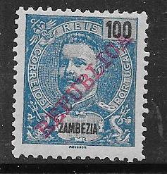 Zambezia #62 100r  dark blue, red overprint (MH) CV$1.25