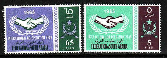 South Arabia-Sc #17-18-unused NH set-Intl Cooperation Year-1965-Omnibus-