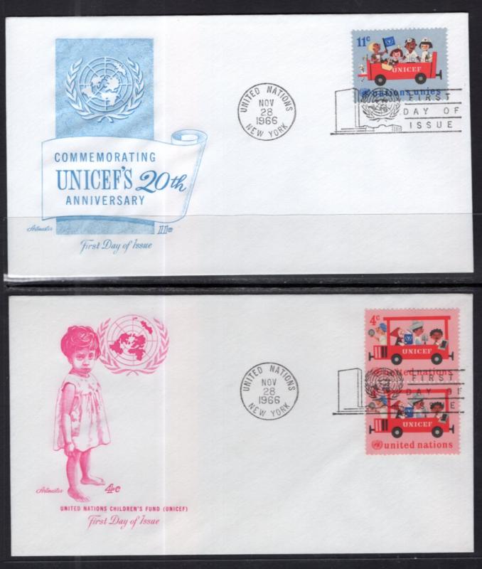 UN New York 161-163 UNICEF Set of Three U/A FDC