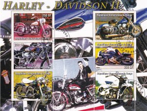 SA19i Congo 2004 Harley - Davidson I, Motorcycles used Souvenir sheet Cinderella