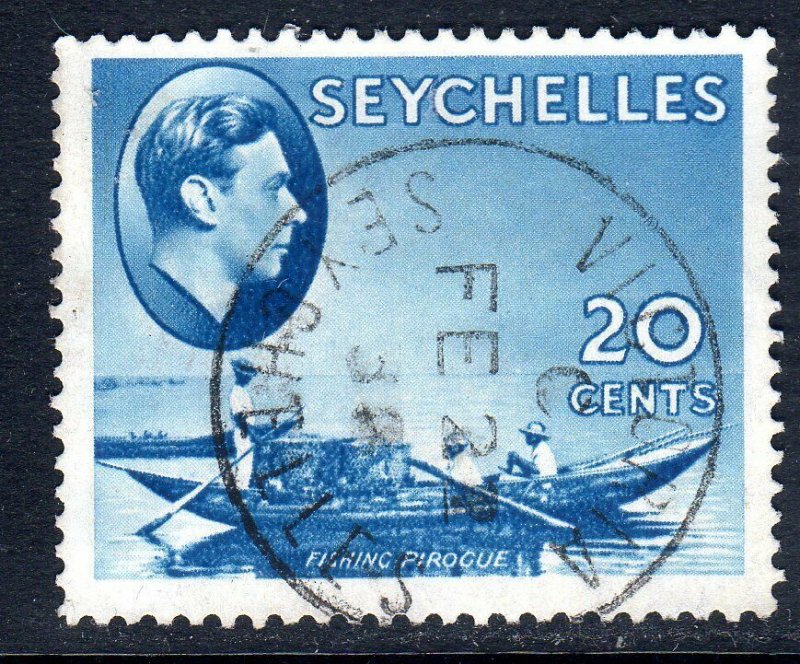  SEYCHELLES-- 1938- sg140  -  20 cents  -  blue - used - £6.00    