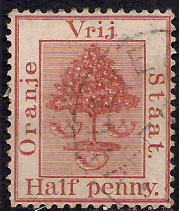 Orange Free State South Africa 1883 - 84 QV 1/2d Chestnut used SG 48 ( H1265 )