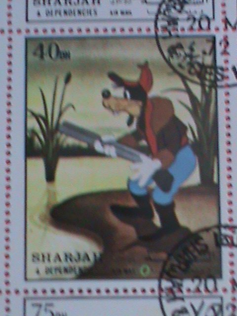 SHARJAH AIRMAIL STAMP: DISNEY CARTOON- GOFFERY DOG-CTO MNH SHEET -VERY RARE