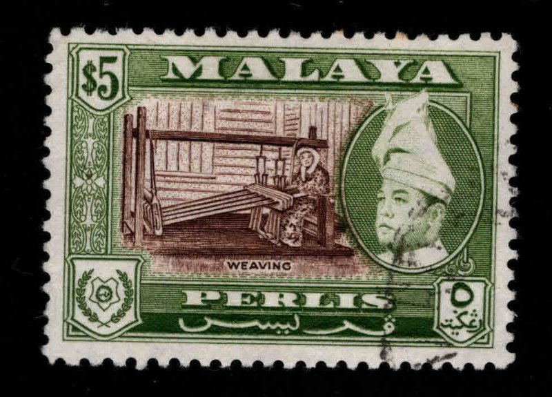MALAYA  Perlis  Scott 39 Used $5 Weaver stamp