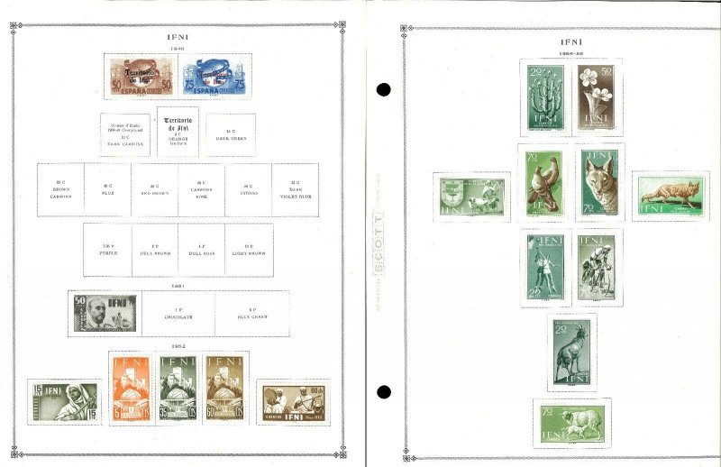 Ifni 1941-1968 All Mint JHinged on Scott International Pages.