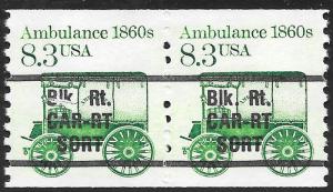Sc 2231   8.3¢ Ambulance Precancel Flaw - MNH Coil Pair