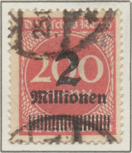 Germany Weimar Republic Hyper Inflation 2Mil on 200m Deutsches Reich stamp Mi309