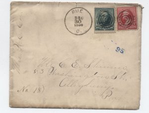 1893 Rue OH registered cover 2 and 10 cent small banknotes Vinton DPO [h.4999]