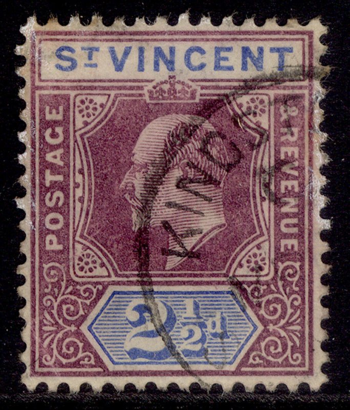 ST. VINCENT EDVII SG88, 2½d dull purple & blue, USED. Cat £50.