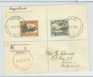 Niue 55/64 1935 Registered Niue-Pago Pago-San Pedro-NY-Zurich