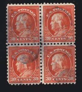 US 439 30c Franklin Used Block of 4 F-VF SCV $135