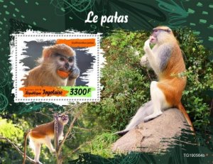 Togo - 2019 Patas Monkey on Stamps - Stamp Souvenir Sheet - TG190564b