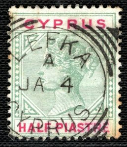 CYPRUS QV Postmark *LEFKA* Scarce SQUARED CIRCLE Superb Strike ½p Stamp LGREEN57