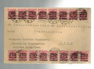 1923 Braunschweig Germany Inflation cover to Switzerland 24 stamps # 295