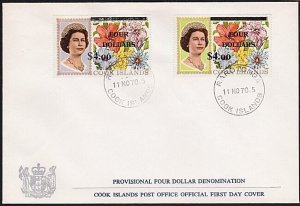 COOK IS 1970 $4 overprint (both) on official FDC...........................B1811