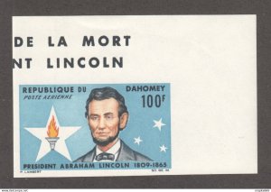 Fr467 Imperf 1965 Dahomey Air Mail Abraham Lincoln Michel #255 1St Mnh