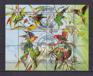 Malawi 2011 Birds Parrots 6v Stamps Sheet Used/CTO