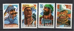 SCOTT  3083-86  FOLK HEROES  32¢  SET OF 4 SINGLES  MNH  SHERWOOD STAMP