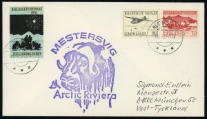 Greenland to Germany Mestersvig Cachet Merry Christmas Postmarked Label 1978