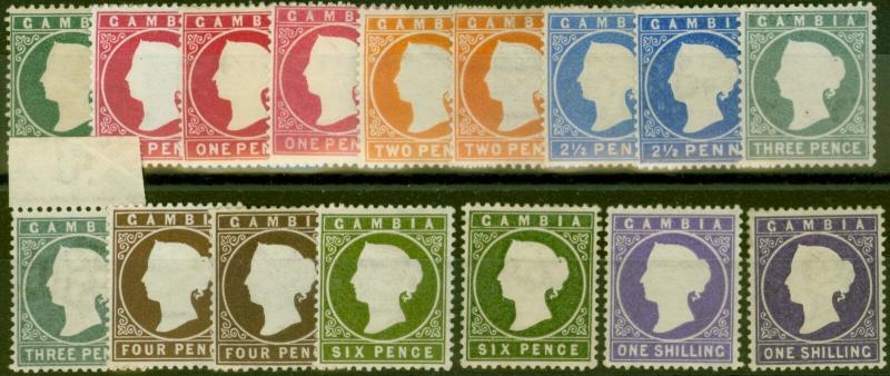 Gambia 1886-89 Extended set of 16 SG21-36 V.F Very Lightly Mtd Mint CV £270+