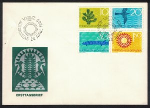 Liechtenstein Birds Fish Trees Nature Protection 4v FDC 1966 SC#406-409