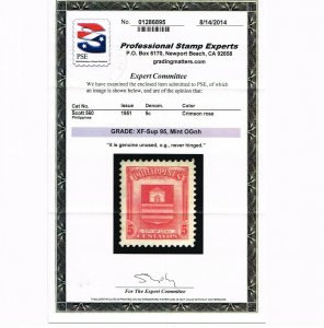 GENUINE PHILIPPINES SCOTT #560 MINT OG NH PSE CERT GRADED XF-SUPERB 95