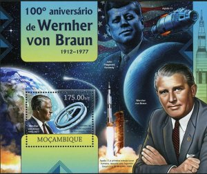 Wernher von Braun Stamp John F. Kennedy Apollo 11 S/S MNH #5943 / Bl.657