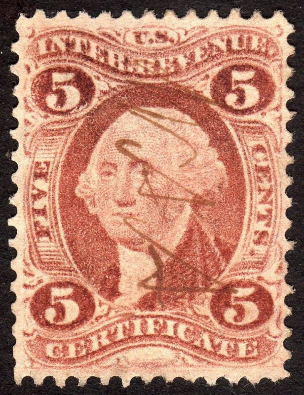 1862, US 5c, Certificate, Used, Well-centered, Sc R24c