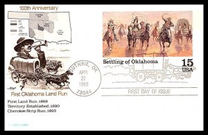 #UX130 Settling of Oklahoma - Post Card - Artmaster Cachet 18EV