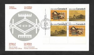 SD)1972 CANADA  FIRST DAY COVER, THE INDIANS OF CANADA, UTENSILS & BUFFALO