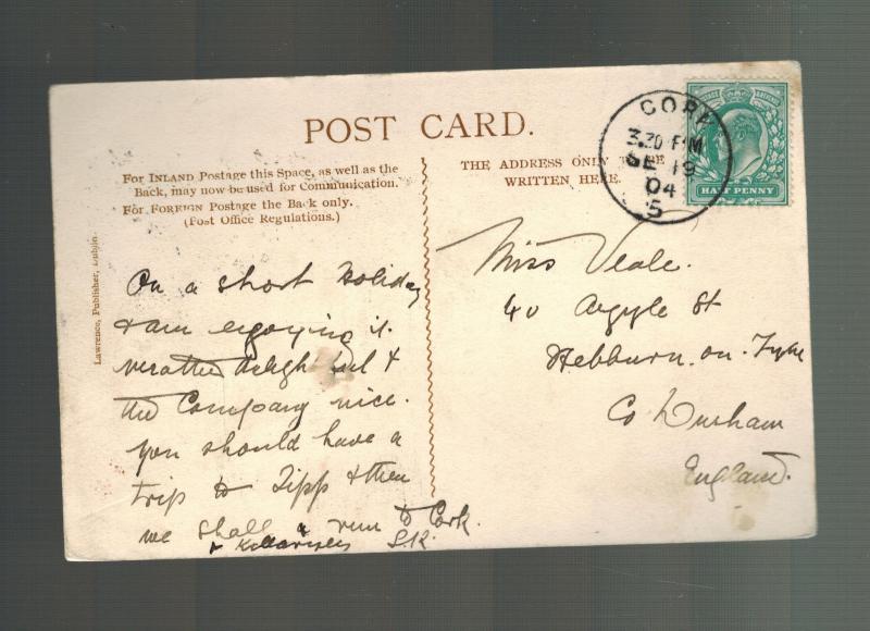 1904 Cork Ireland RPPC postcard Cover to England Cromwells Bridge Glengarriff