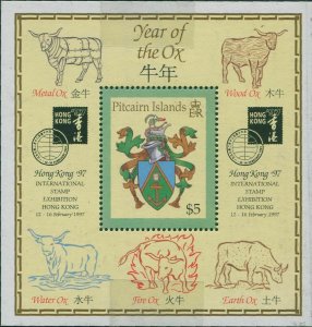 Pitcairn Islands 1997 SG510 Chinese New Year of the Ox Hong Kong 97 ovpt MS MNH